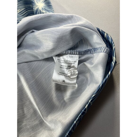 Laguna Swim Men’s XL Blue White Floral Polo Shirt Stretch Casual Surf Style - Picture 5 of 9